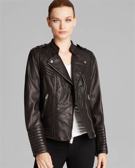 michael kors multi stitch moto leather jacket lowest price|Michael Kors black leather jacket.